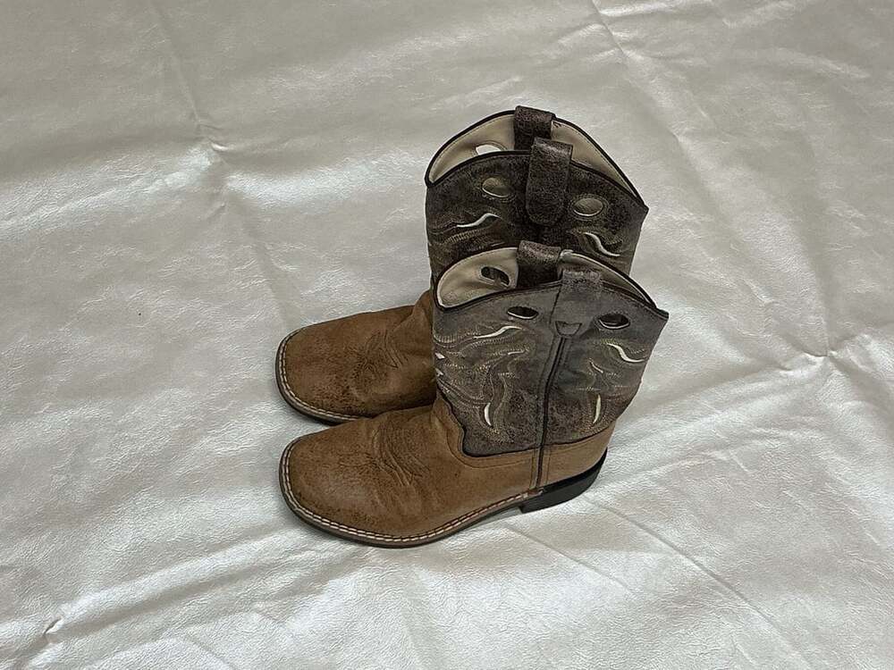 Old West Western Cowboy Boots Brown Leather Square Toe